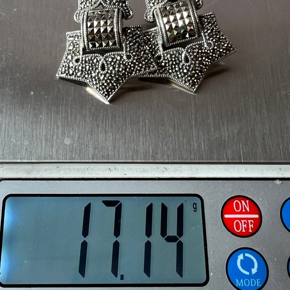 VINTAGE JUDITH JACK LARGE MARCASITE EARRINGS 925 STERLING SLVR MATCH RING LISTED